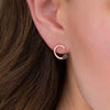 Thumbnail Image 1 of Black Diamond Accent Matchstick Open Stud Earrings in 10K Rose Gold