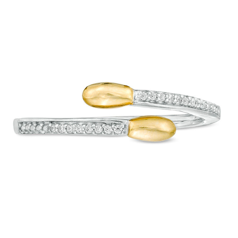 0.04 CT. T.W. Diamond Matchstick Wrap Ring in Sterling Silver and 10K Gold