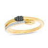 Thumbnail Image 1 of 0.085 CT. T.W. Enhanced Black and White Diamond Matchstick Wrap Ring in Sterling Silver and 14K Gold Plate
