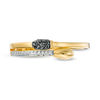 Thumbnail Image 3 of 0.085 CT. T.W. Enhanced Black and White Diamond Matchstick Wrap Ring in Sterling Silver and 14K Gold Plate