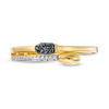 Thumbnail Image 4 of 0.085 CT. T.W. Enhanced Black and White Diamond Matchstick Wrap Ring in Sterling Silver and 14K Gold Plate
