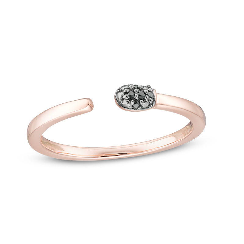 Black Diamond Accent Matchstick Open Ring in 10K Rose Gold|Peoples Jewellers