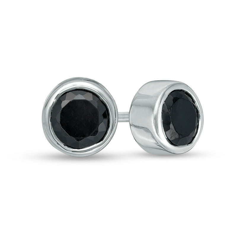 0.45 CT. T.W. Black Diamond Bezel-Set Solitaire Stud Earrings in 10K White Gold