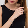 Thumbnail Image 1 of 0.58 CT. T.W. Baguette and Round Diamond Alternating Geometric Bolo Bracelet in Sterling Silver - 9.5"