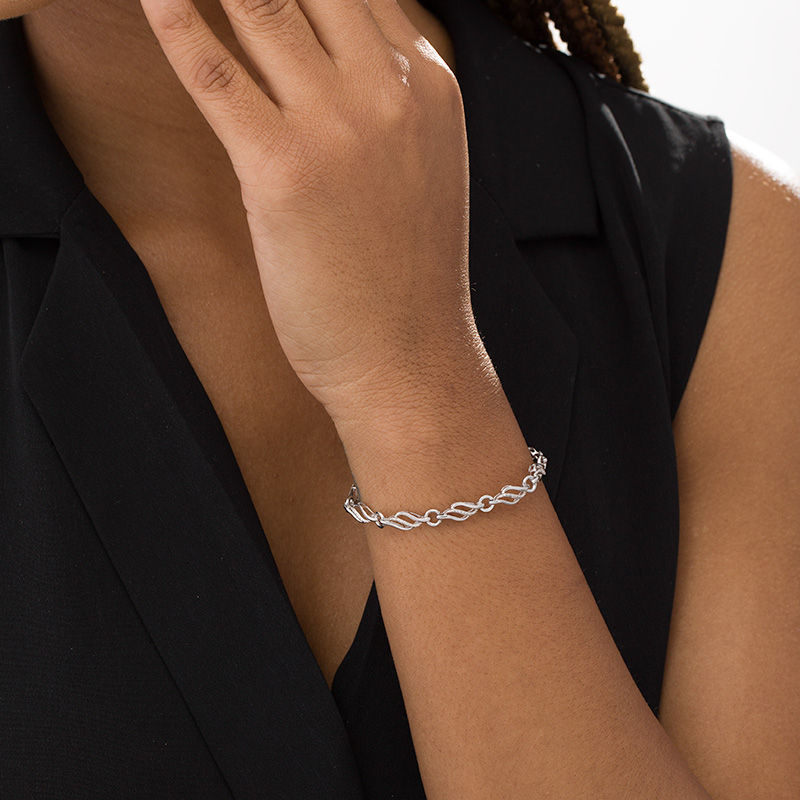 Main Image 2 of Diamond Accent Flame Bracelet in Sterling Silver - 7.5"