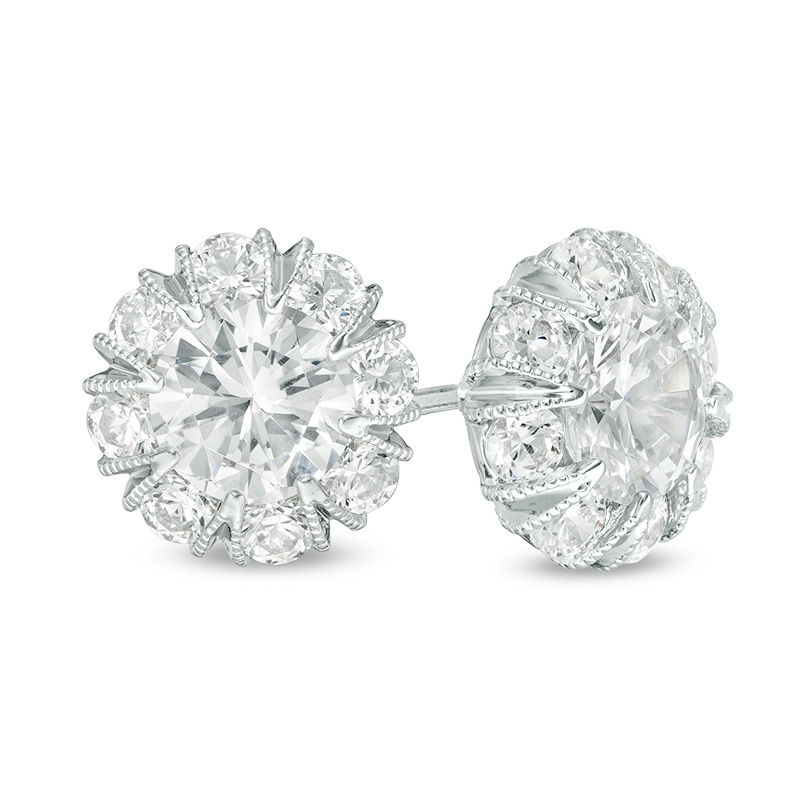 2.30 CT. T.W. Certified Diamond Frame Vintage-Style Stud Earrings in 14K White Gold (I/I1)