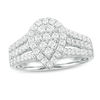 Thumbnail Image 0 of 0.95 CT. T.W. Pear-Shaped Multi-Diamond Frame Multi-Row Ring in 10K White Gold