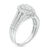 Thumbnail Image 2 of 0.95 CT. T.W. Pear-Shaped Multi-Diamond Frame Multi-Row Ring in 10K White Gold