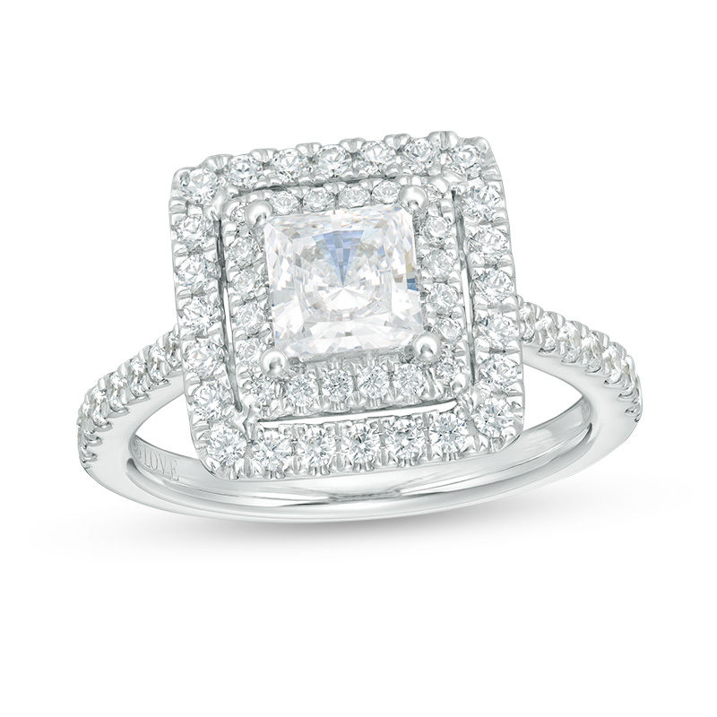 Vera Wang Love Collection 1.69 CT. T.W. Certified Princess-Cut Diamond Frame Engagement Ring in 14K White Gold (I/SI2)
