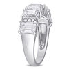 Thumbnail Image 2 of Emerald-Cut Lab-Created White Sapphire and 0.10 CT. T.W. Diamond Five Stone Ring in 10K White Gold