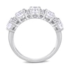 Thumbnail Image 3 of Oval Lab-Created White Sapphire and 0.10 CT. T.W. Diamond Five Stone Ring in 10K White Gold