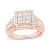 Thumbnail Image 0 of 1.00 CT. T.W. Composite Diamond Cushion Frame Engagement Ring in 10K Rose Gold