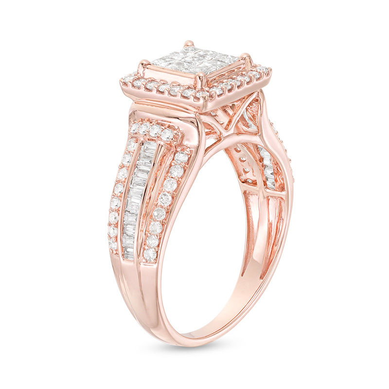 1.00 CT. T.W. Composite Diamond Cushion Frame Engagement Ring in 10K Rose Gold