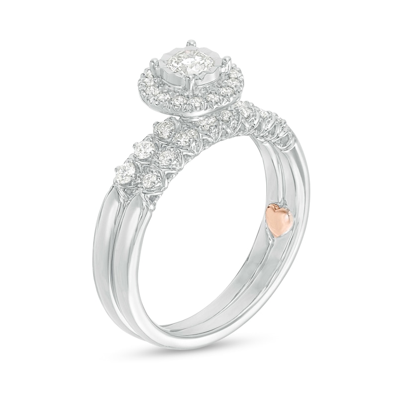 Perfect Fit® 0.50 CT. T.W. Diamond Frame Interlocking Bridal Set in 10K Two-Tone Gold