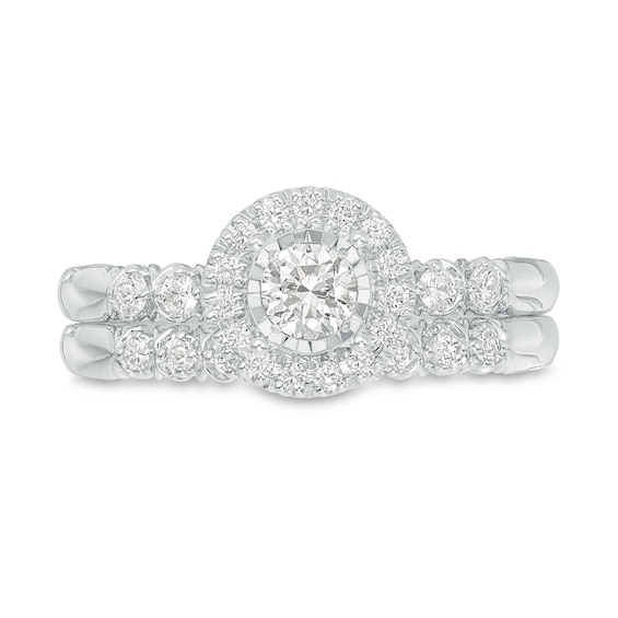 Perfect Fit® 0.50 CT. T.W. Diamond Frame Interlocking Bridal Set in 10K Two-Tone Gold
