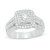 Thumbnail Image 0 of 1.00 CT. T.W. Diamond Cushion Frame Vintage-Style Multi-Row Engagement Ring in 10K White Gold