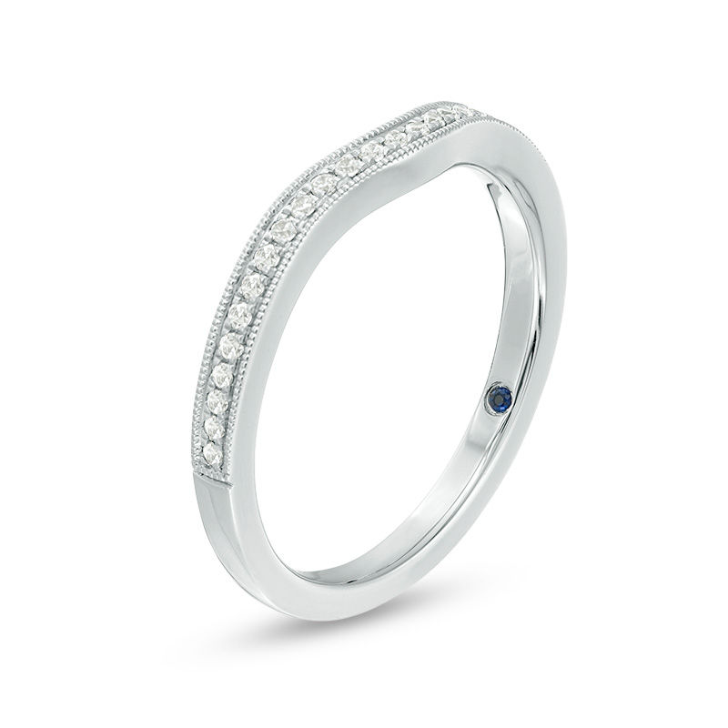 Vera Wang Love Collection 0.115 CT. T.W. Diamond Contour Vintage-Style Wedding Band in 14K White Gold