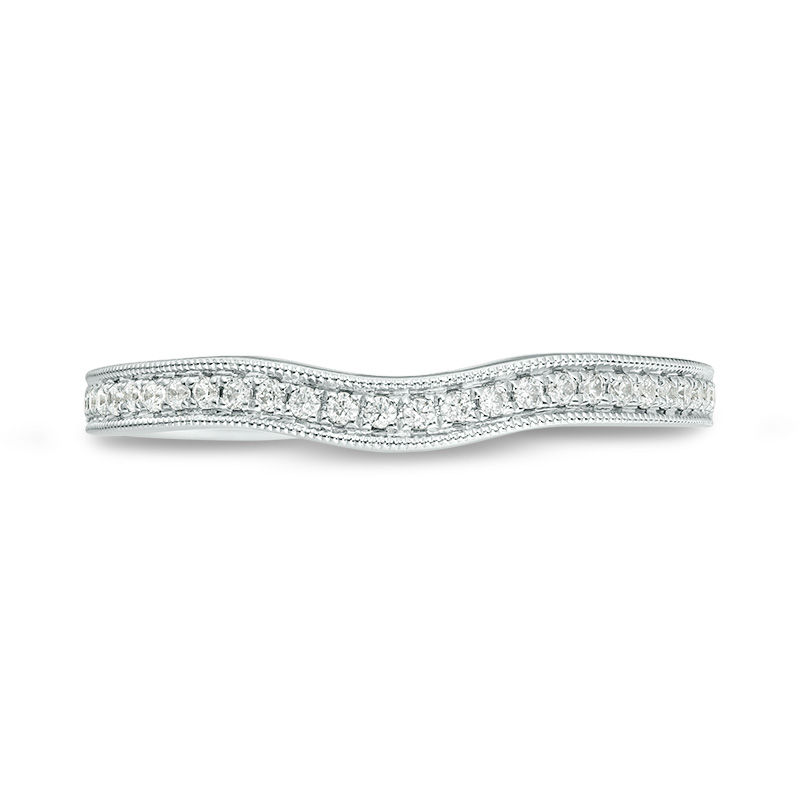 Vera Wang Love Collection 0.115 CT. T.W. Diamond Contour Vintage-Style Wedding Band in 14K White Gold