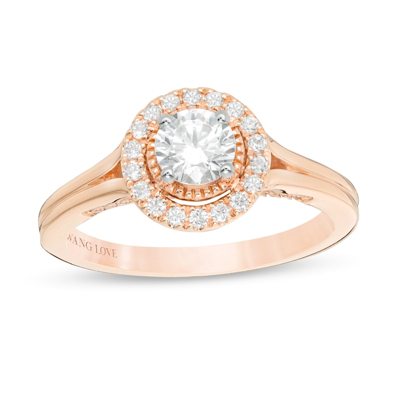 Main Image 1 of Vera Wang Love Collection 0.69 CT. T.W. Diamond Frame Split Shank Engagement Ring in 14K Rose Gold