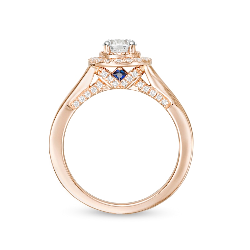 Main Image 4 of Vera Wang Love Collection 0.69 CT. T.W. Diamond Frame Split Shank Engagement Ring in 14K Rose Gold