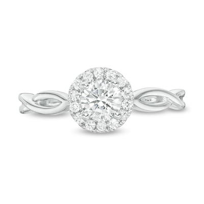 Vera Wang Love Collection 0.58 CT. T.W. Diamond Frame Twist Engagement Ring in 14K White Gold