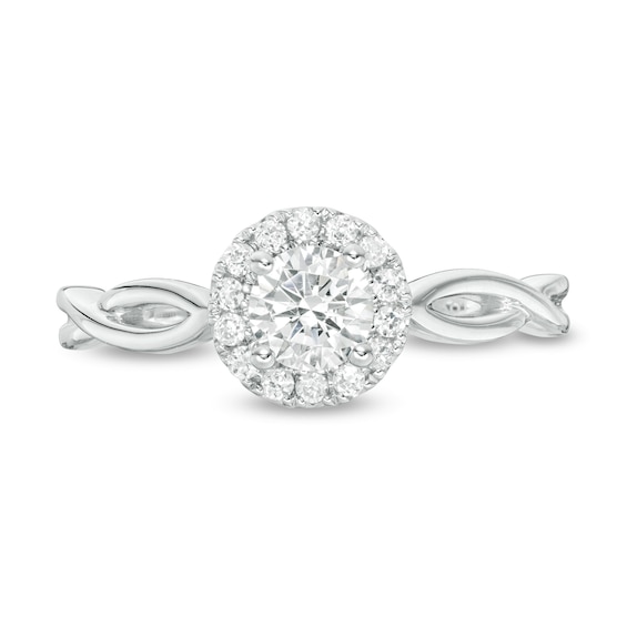 Vera Wang Love Collection 0.58 CT. T.W. Diamond Frame Twist Engagement Ring in 14K White Gold