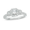 0.75 CT. T.W. Princess-Cut Diamond Past Present Future® Frame Engagement Ring in 14K White Gold