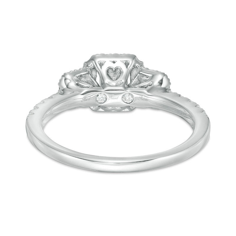 0.75 CT. T.W. Princess-Cut Diamond Past Present Future® Frame Engagement Ring in 14K White Gold