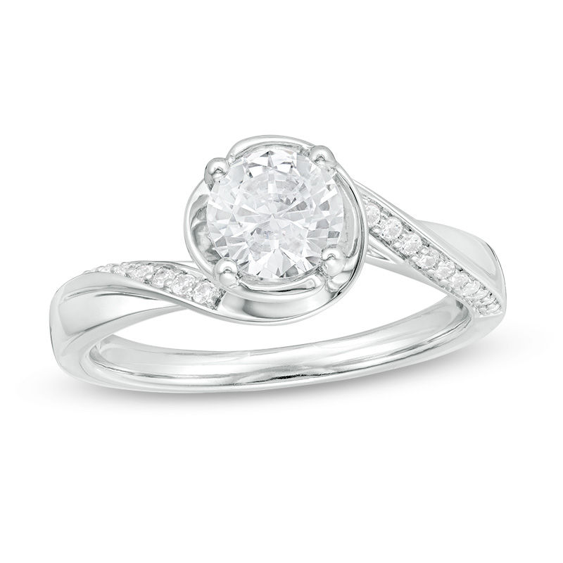 0.85 CT. T.W. Certified Canadian Diamond Bypass Engagement Ring in 14K White Gold (I/I2)|Peoples Jewellers