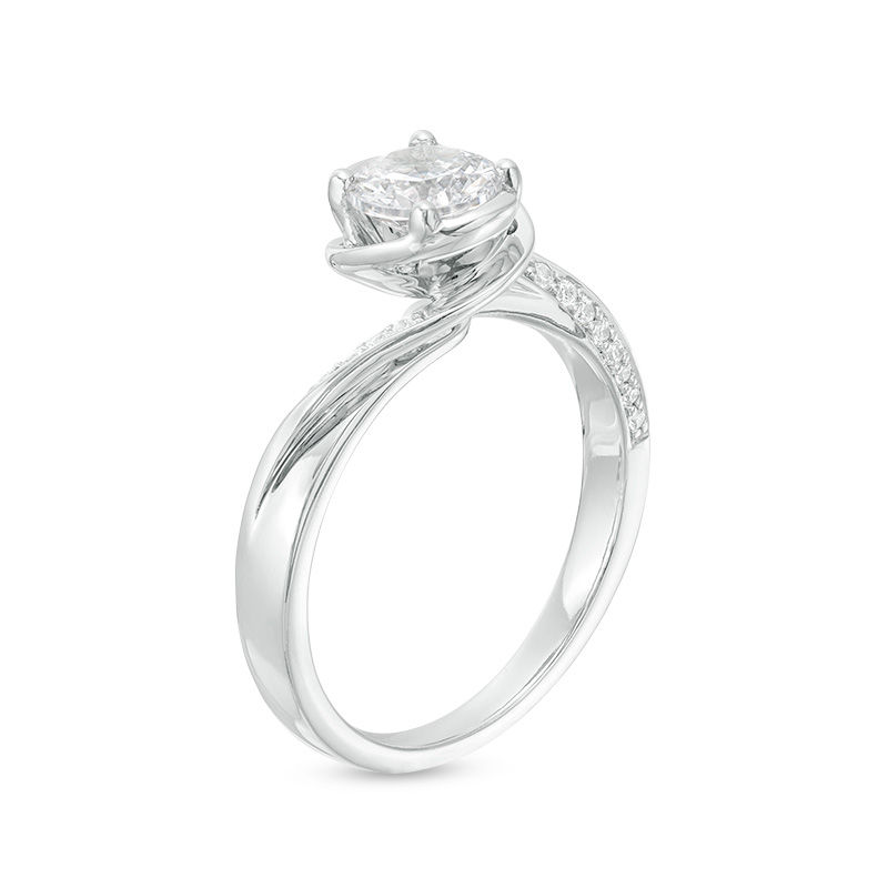 0.85 CT. T.W. Certified Canadian Diamond Bypass Engagement Ring in 14K White Gold (I/I2)