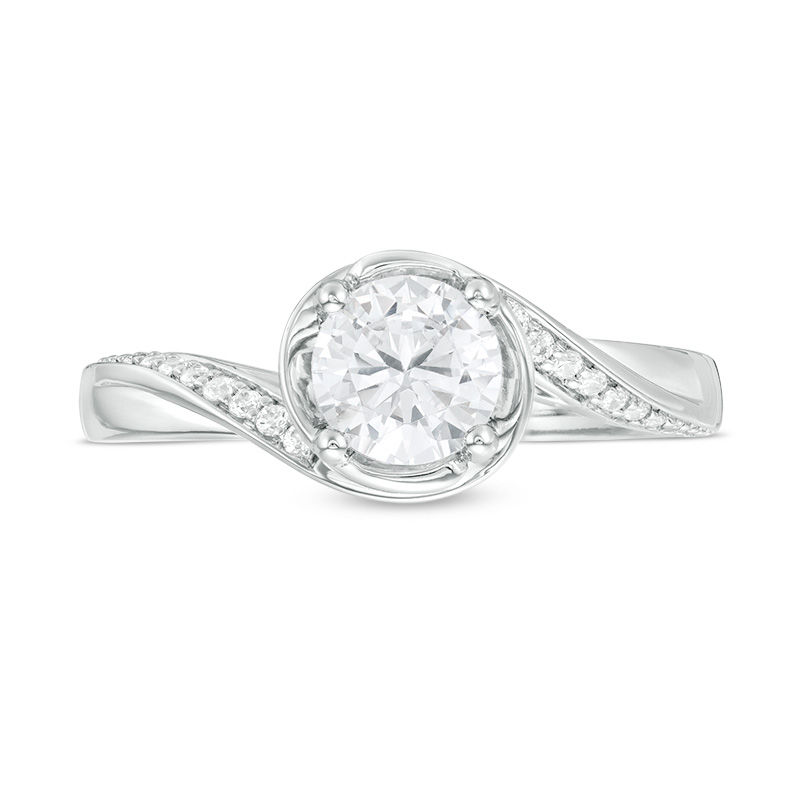 0.85 CT. T.W. Certified Canadian Diamond Bypass Engagement Ring in 14K White Gold (I/I2)