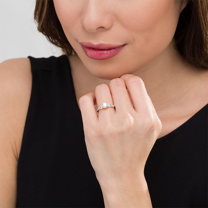 0.83 CT. T.W. Diamond Loop-Sides Engagement Ring in 10K Gold