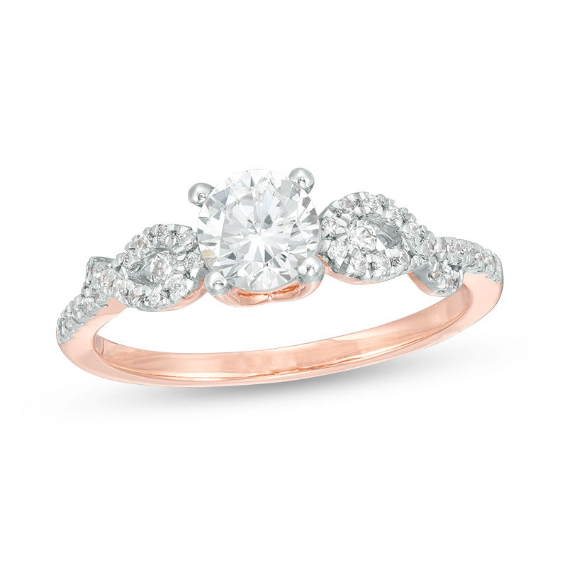 0.83 CT. T.W. Diamond Loop-Sides Engagement Ring in 10K Rose Gold