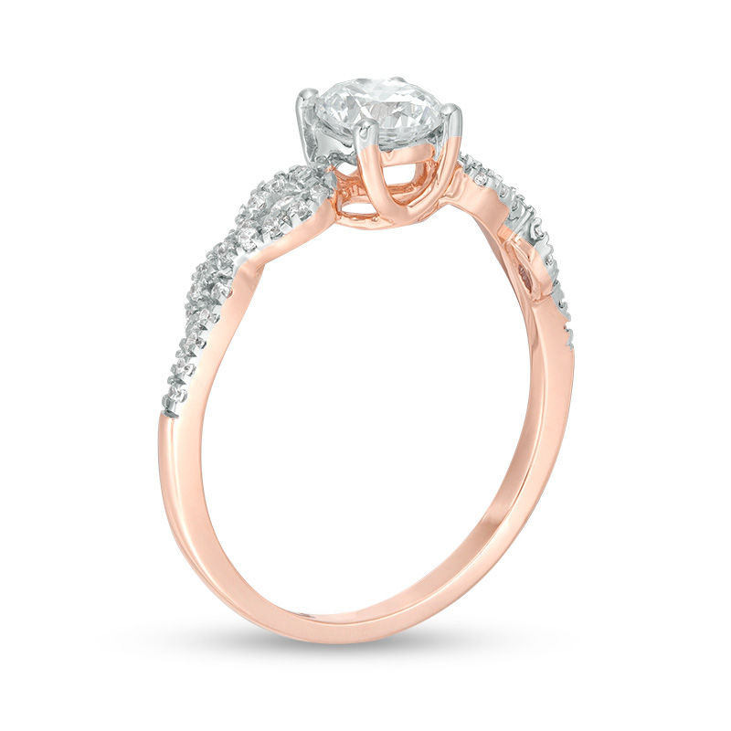0.83 CT. T.W. Diamond Loop-Sides Engagement Ring in 10K Rose Gold