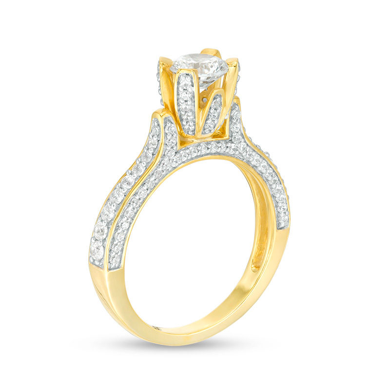 Main Image 3 of 1.45 CT. T.W. Diamond Art Deco Engagement Ring in 14K Gold