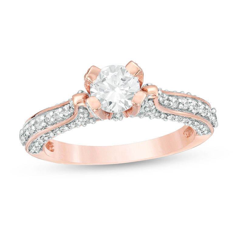 1.45 CT. T.W. Diamond Art Deco Engagement Ring in 14K Rose Gold