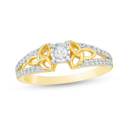 0.29 CT. T.W. Diamond Celtic Knots Split Shank Engagement Ring in 10K Gold
