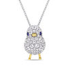 Thumbnail Image 0 of Lab-Created Blue and White Sapphire Chick Pendant in Sterling Silver and Yellow Rhodium