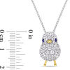 Thumbnail Image 3 of Lab-Created Blue and White Sapphire Chick Pendant in Sterling Silver and Yellow Rhodium