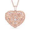 Thumbnail Image 0 of White Topaz Vintage-Style Heart-Shaped Locket in Sterling Silver with Rose Rhodium