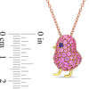 Thumbnail Image 3 of Lab-Created Pink and Blue Sapphire Chick Pendant in Sterling Silver with Two-Tone Rhodium