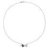 Lab-Created White and Blue Sapphire and Black Spinel Dachshund Necklace in Sterling Silver - 17"