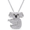 Thumbnail Image 0 of Lab-Created White Sapphire and Black Spinel Koala Pendant in Sterling Silver