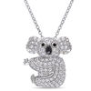 Thumbnail Image 1 of Lab-Created White Sapphire and Black Spinel Koala Pendant in Sterling Silver