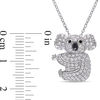 Thumbnail Image 2 of Lab-Created White Sapphire and Black Spinel Koala Pendant in Sterling Silver
