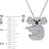 Thumbnail Image 3 of Lab-Created White Sapphire and Black Spinel Koala Pendant in Sterling Silver