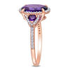 Thumbnail Image 2 of Oval Amethyst and 0.24 CT. T.W. Diamond Frame Ring in 14K Rose Gold