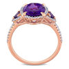 Thumbnail Image 3 of Oval Amethyst and 0.24 CT. T.W. Diamond Frame Ring in 14K Rose Gold