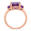 Thumbnail Image 4 of Emerald-Cut Amethyst Three Stone Ring in 14K Rose Gold