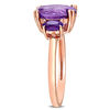 Thumbnail Image 3 of Oval Amethyst Three Stone Ring in 14K Rose Gold